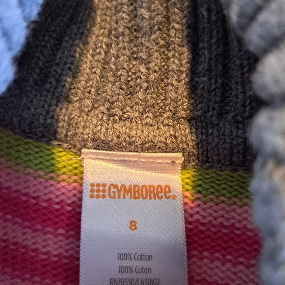 Gymboree girls size 8 cowl neck sweater dress Vguc, pink, green gray & white - Picture 2 of 5